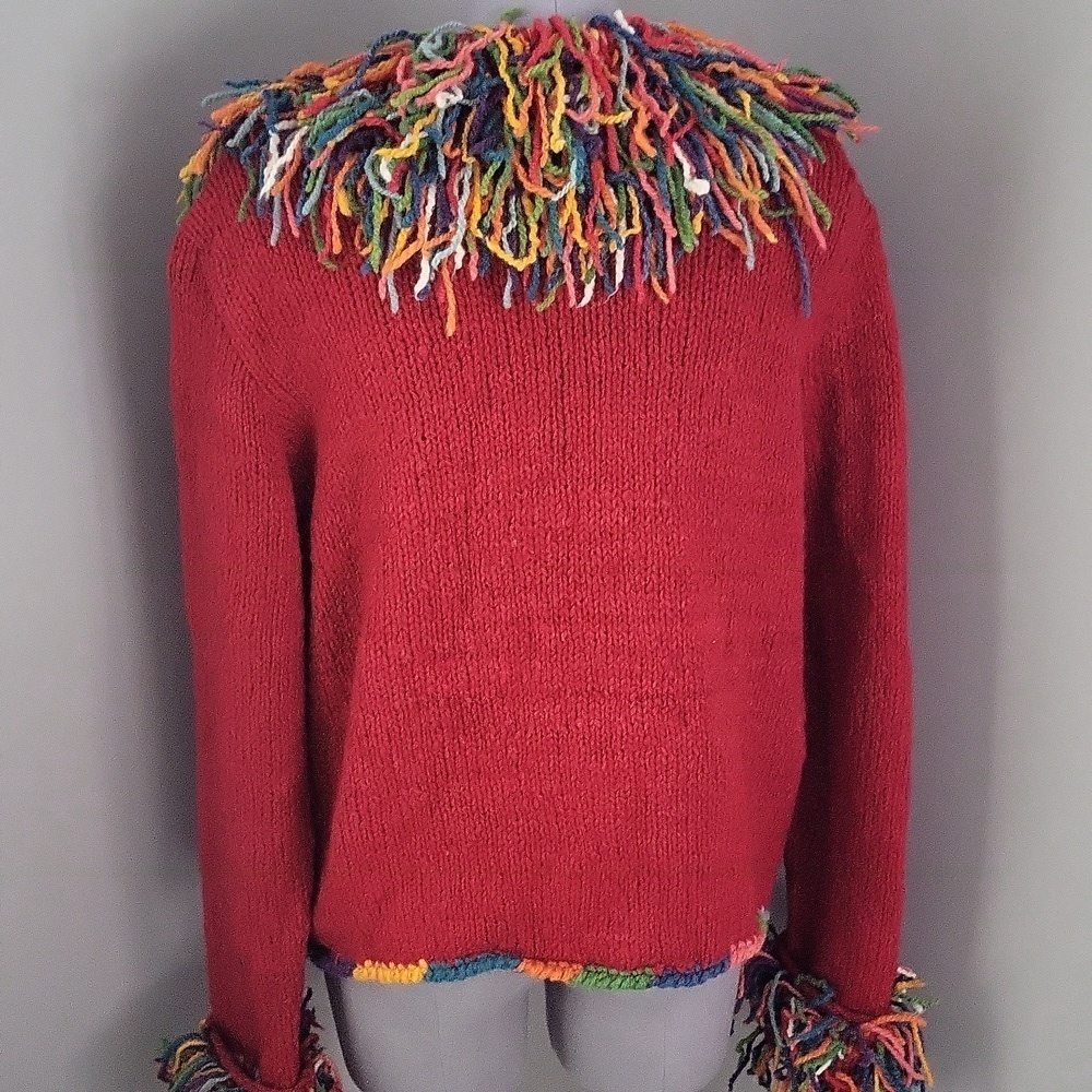 Invisible World 100% Wool Hand Knit Cardigan - Made in Bolivia - Picture 6 of 15